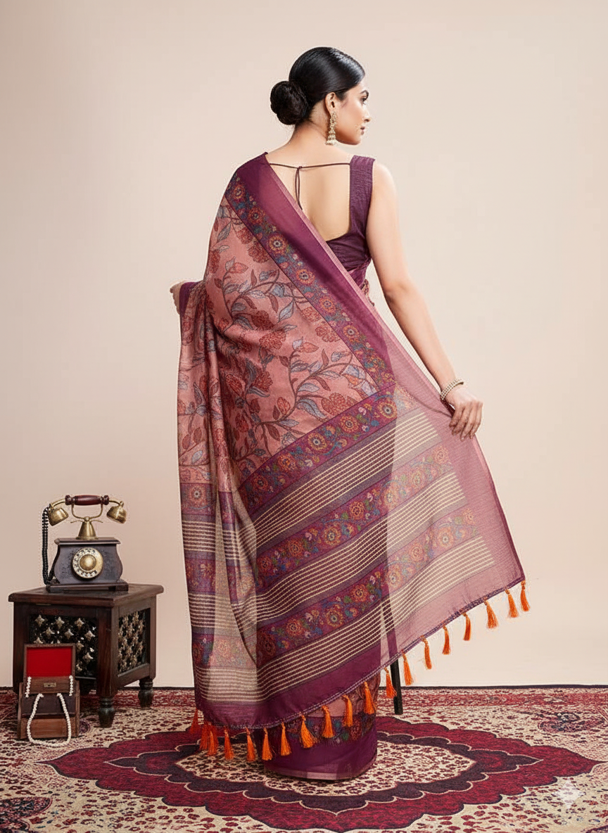 Digital Printed Linen Saree