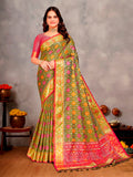 Patola Silk Saree with Zari Weaving Border & Ikat Design