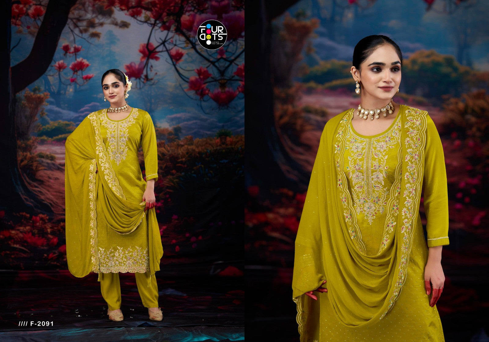 Organza With Jarkan Worked Dress Material