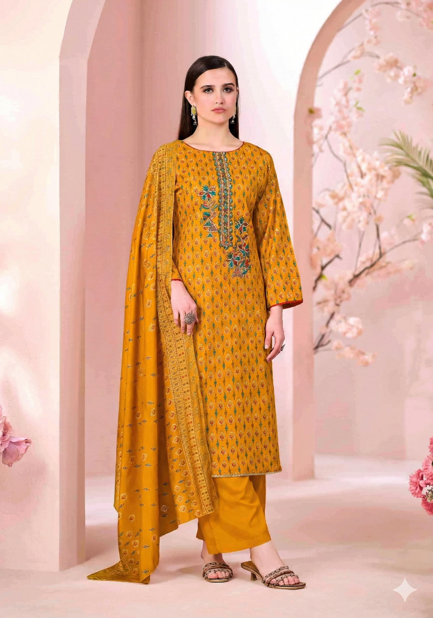 Viscose Discharge Print Embroidery Work Dress Material