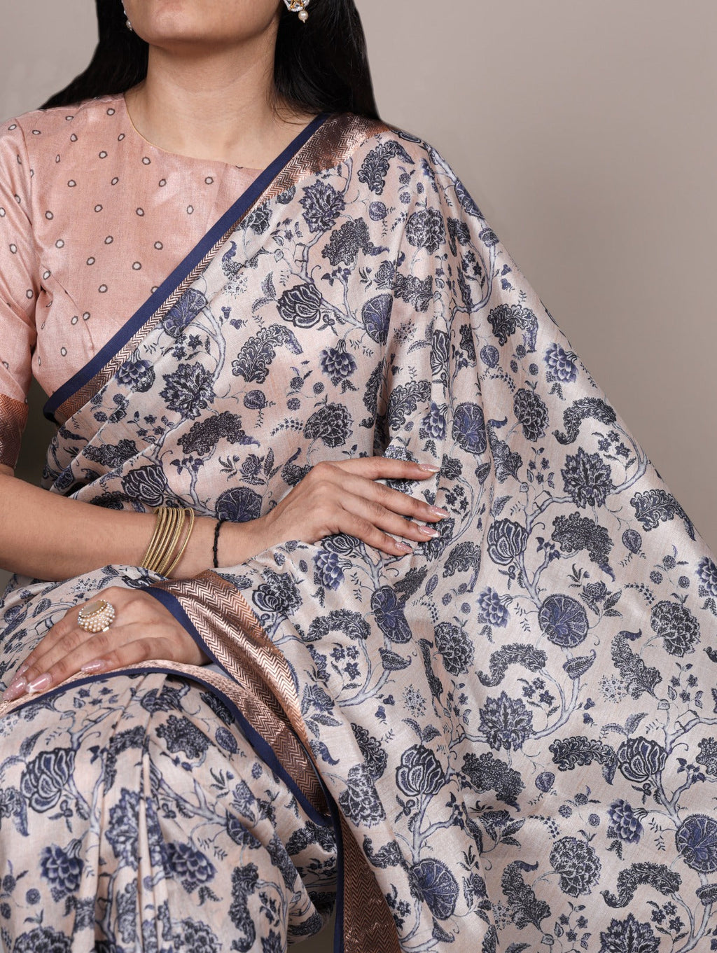 Designer Tussar Silk Printed Saree