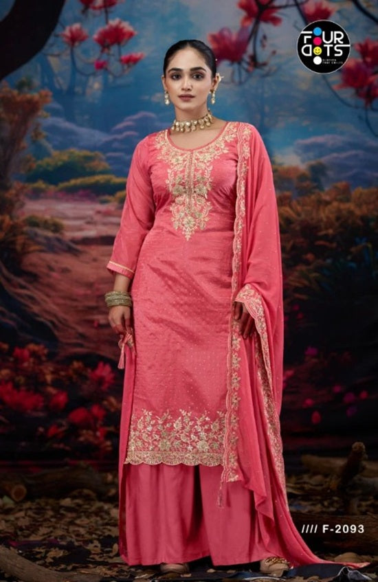 Organza With Jarkan Worked Dress Material