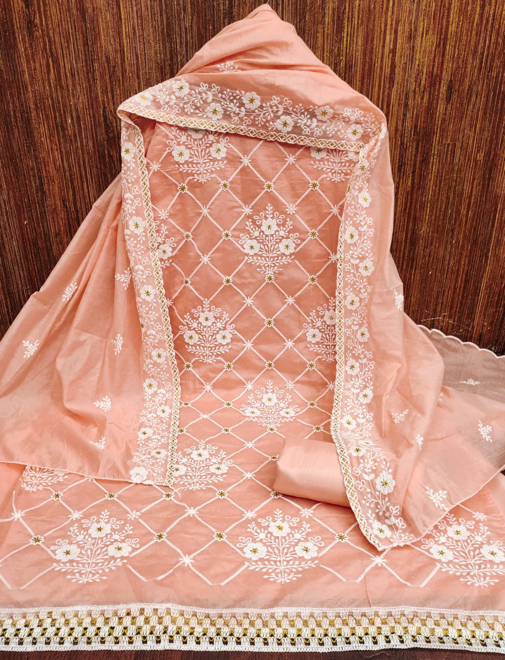 Chanderi Cotton Embroidery work Dress Material