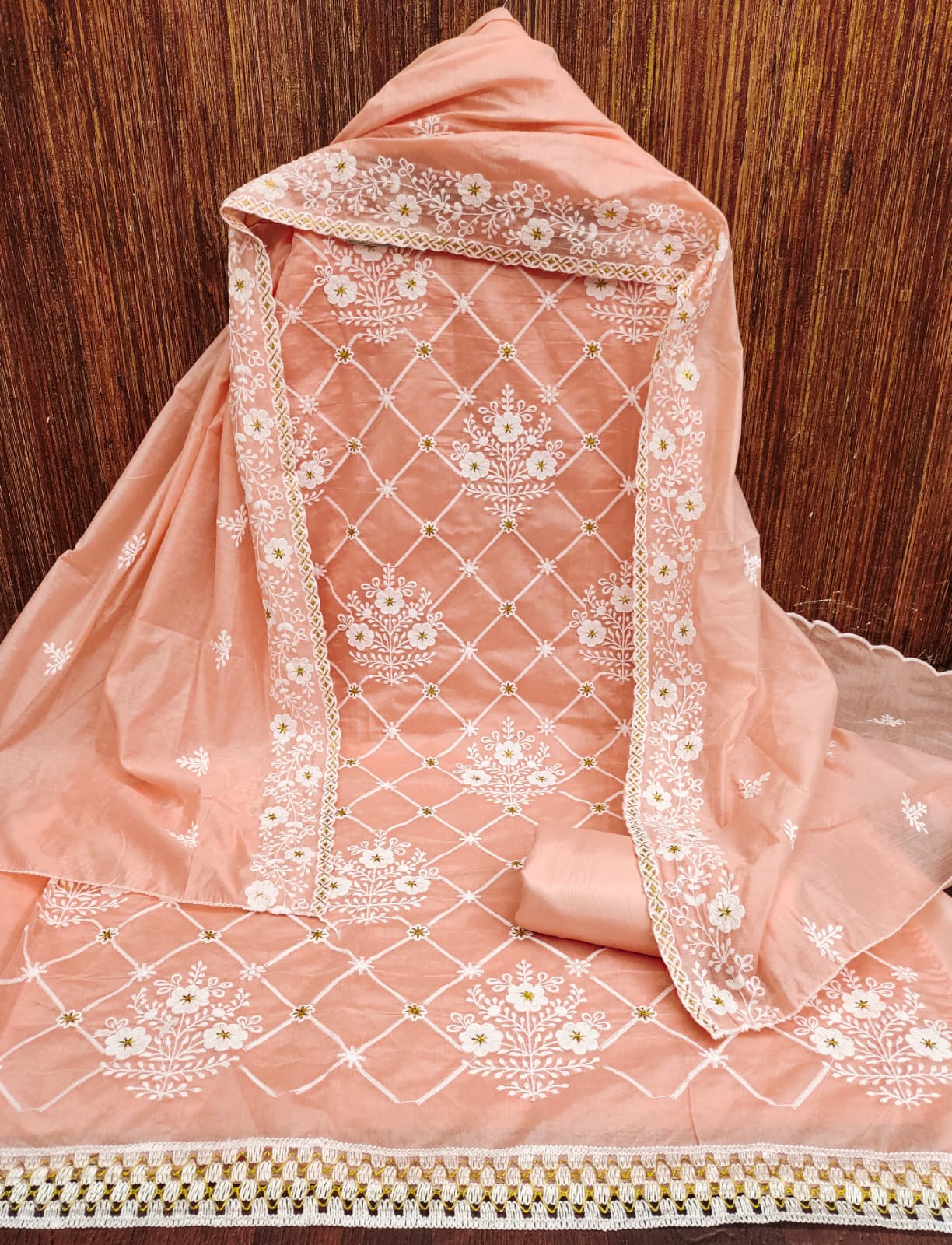 Chanderi Cotton Embroidery work Dress Material