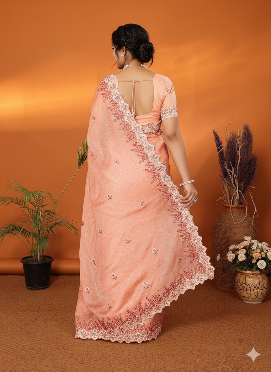 Embroidered Jimmy Choo Fancy Saree