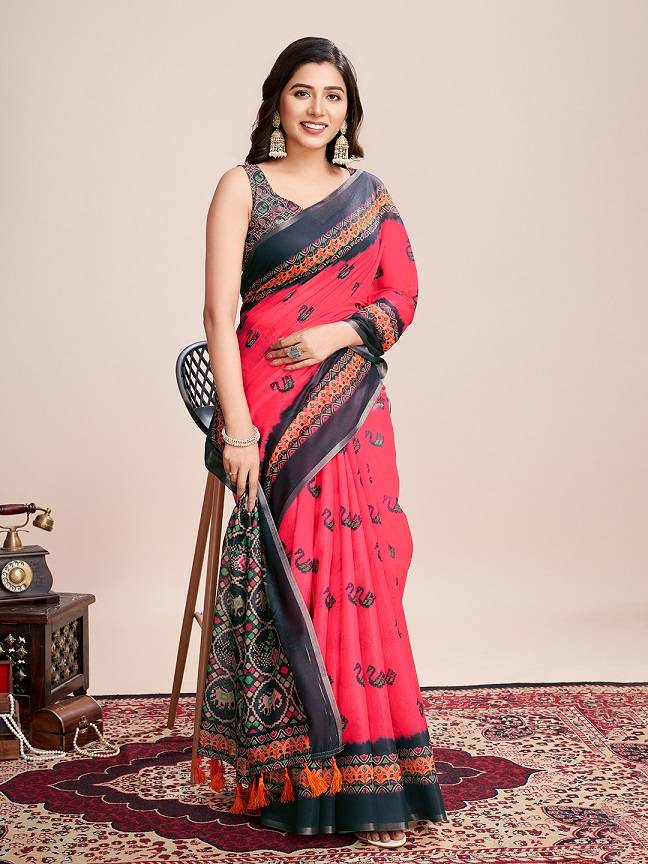 Digital Printed Linen Saree