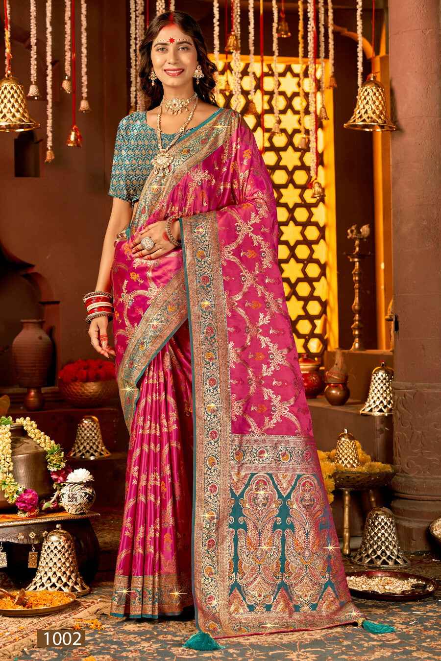 Satin Silk Saree with Swarovski Work