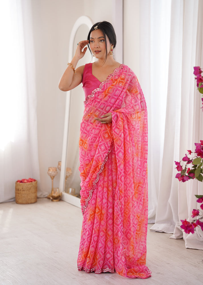 Georgette Bandhani Printed Saree