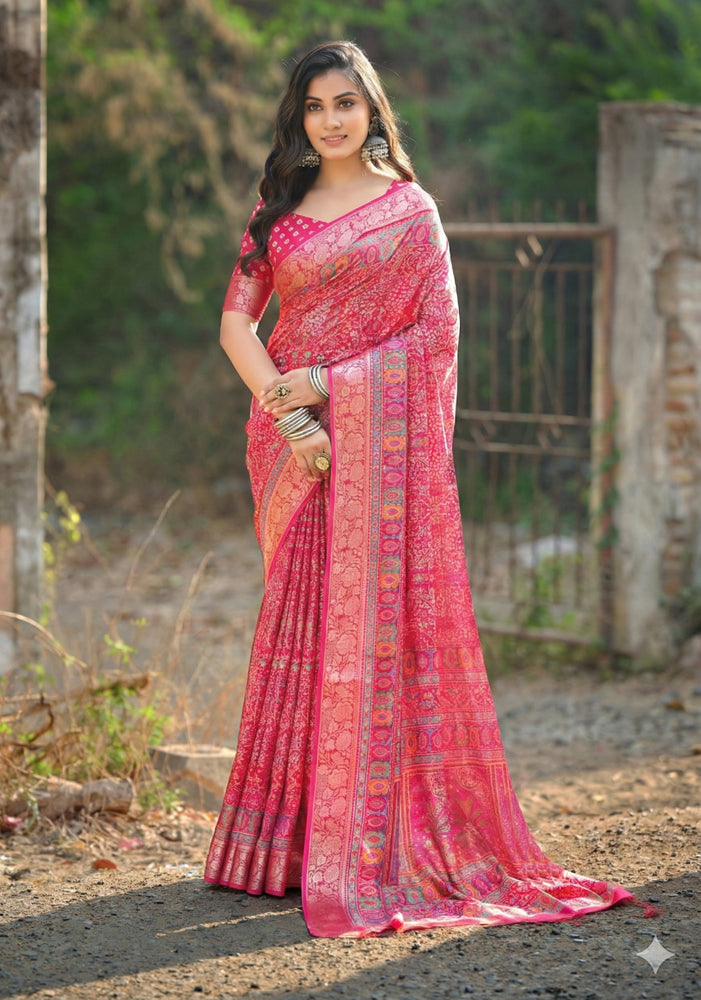 Viscose Bright Moss Foil Saree