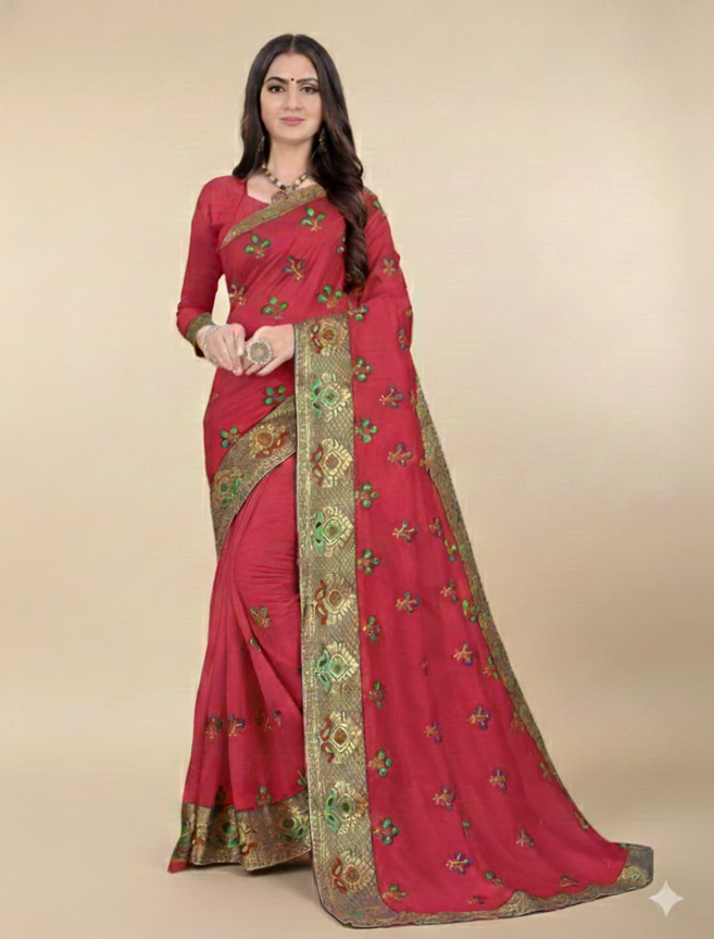 Fancy Silk Embroidery Work Saree