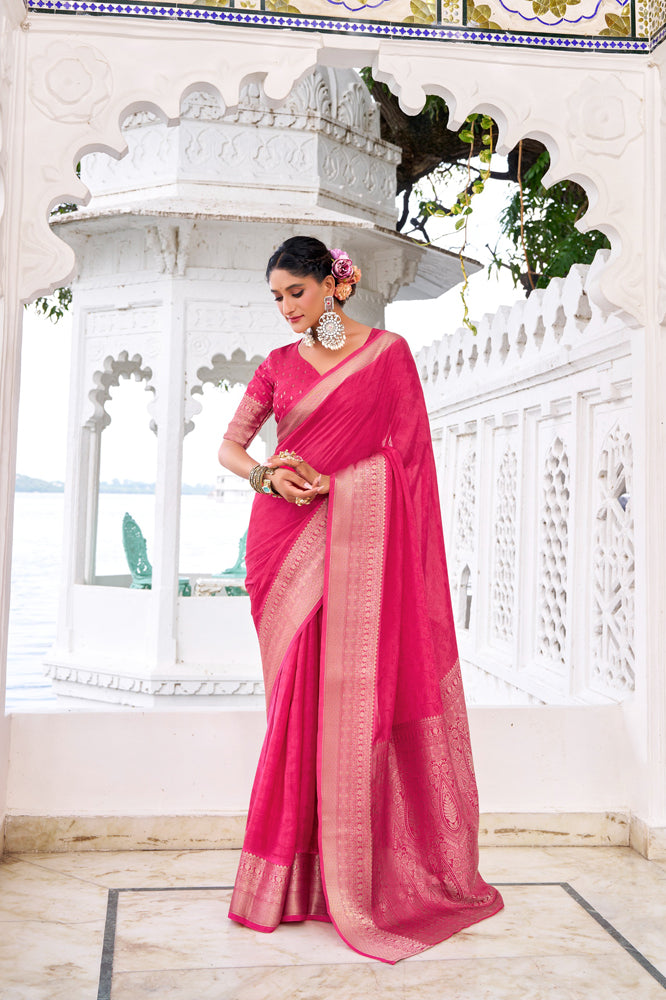 Chinon Zari Weaving Saree