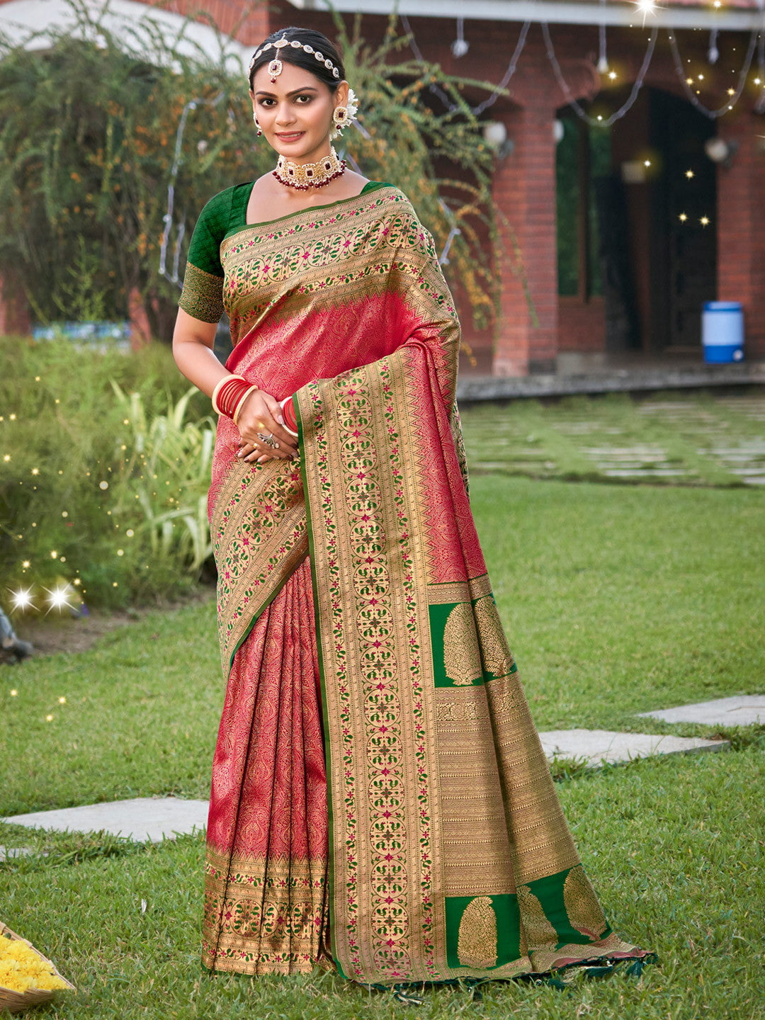 Woven Kanjivaram Silk Saree With Tassels