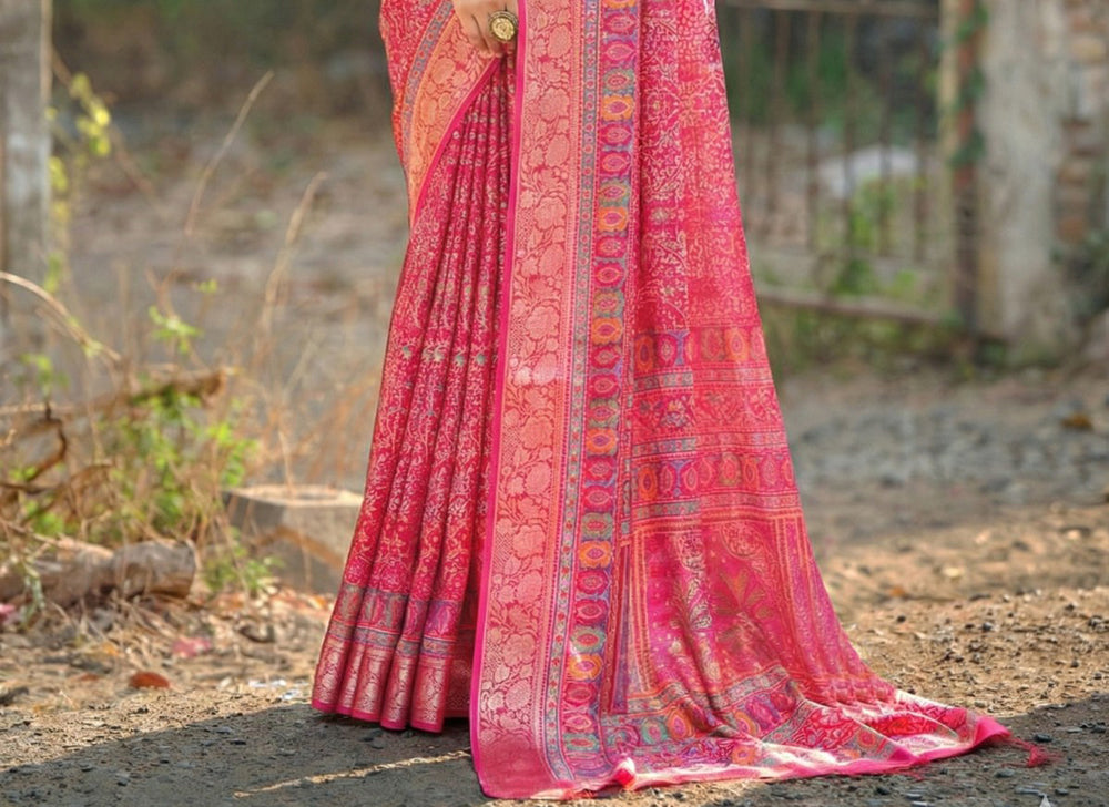 Viscose Bright Moss Foil Saree