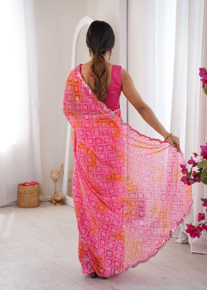 Georgette Bandhani Printed Saree