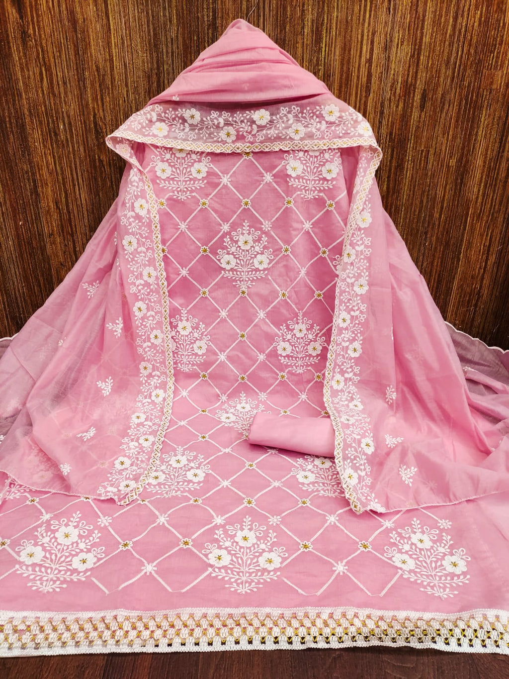 Chanderi Cotton Embroidery work Dress Material