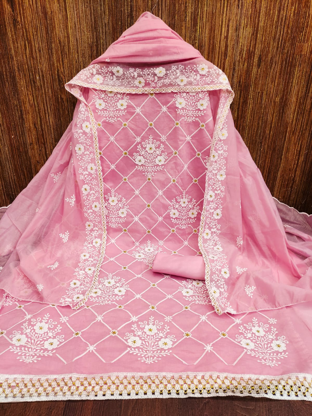 Chanderi Cotton Embroidery work Dress Material