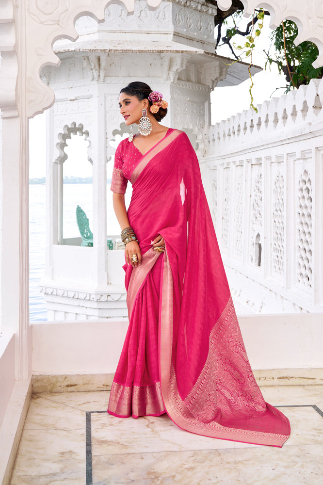 Chinon Zari Weaving Saree
