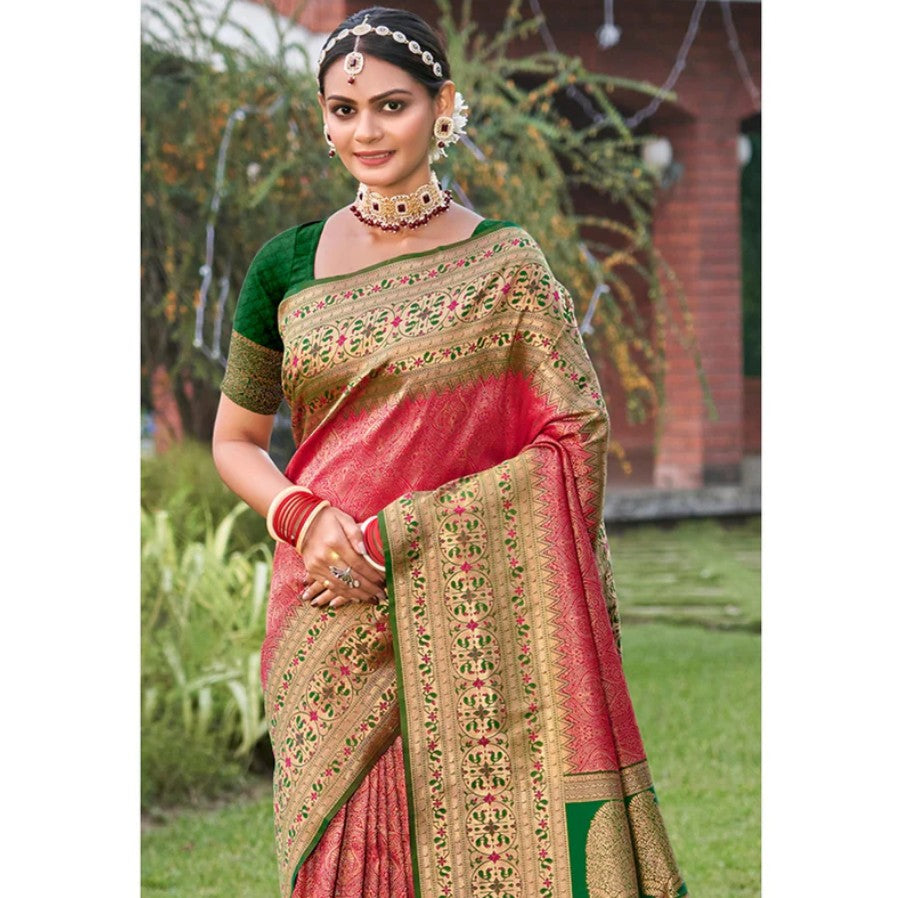 Woven Kanjivaram Silk Saree With Tassels