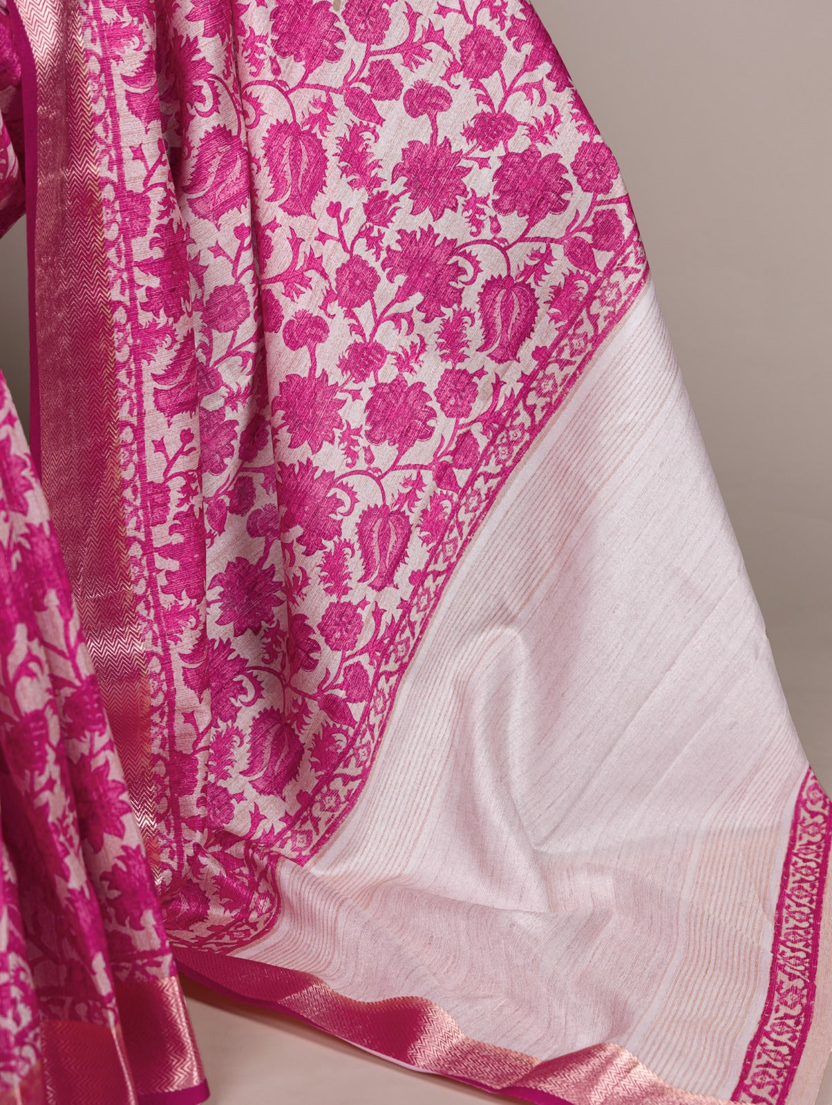 Designer Tussar Silk Printed Saree