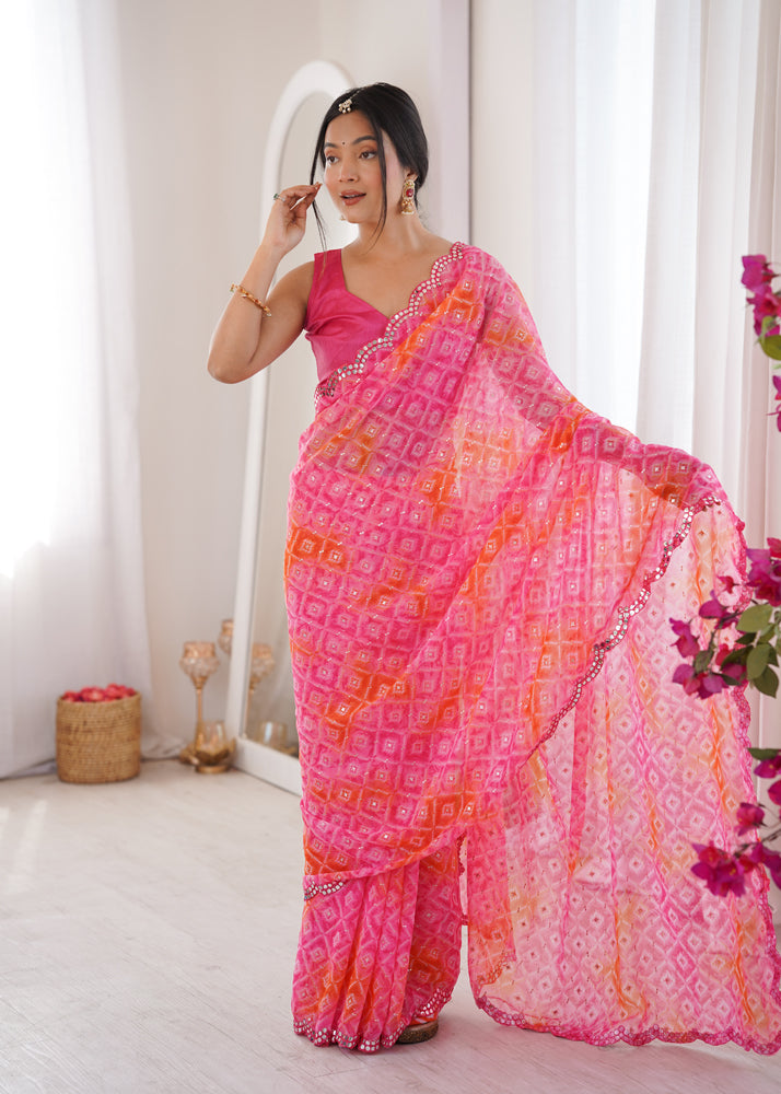 Georgette Bandhani Printed Saree