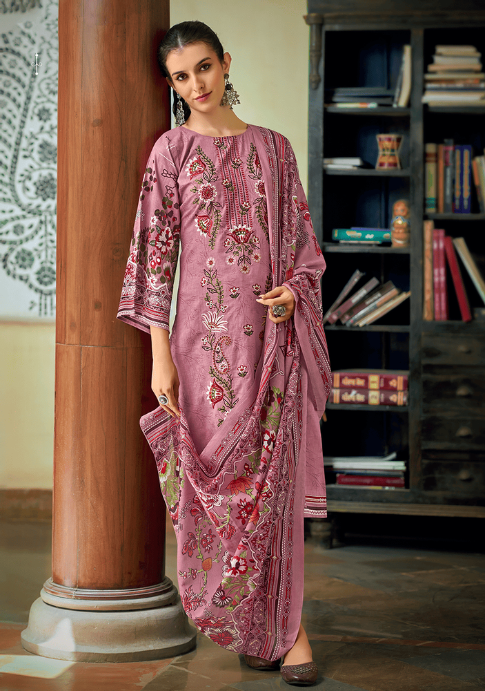 Pure Cotton Full Front Embroidery Dress Material