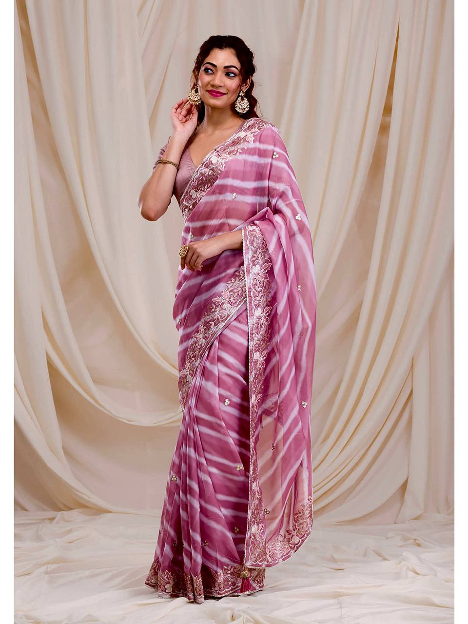 Georgette Saree with Embroidery Work