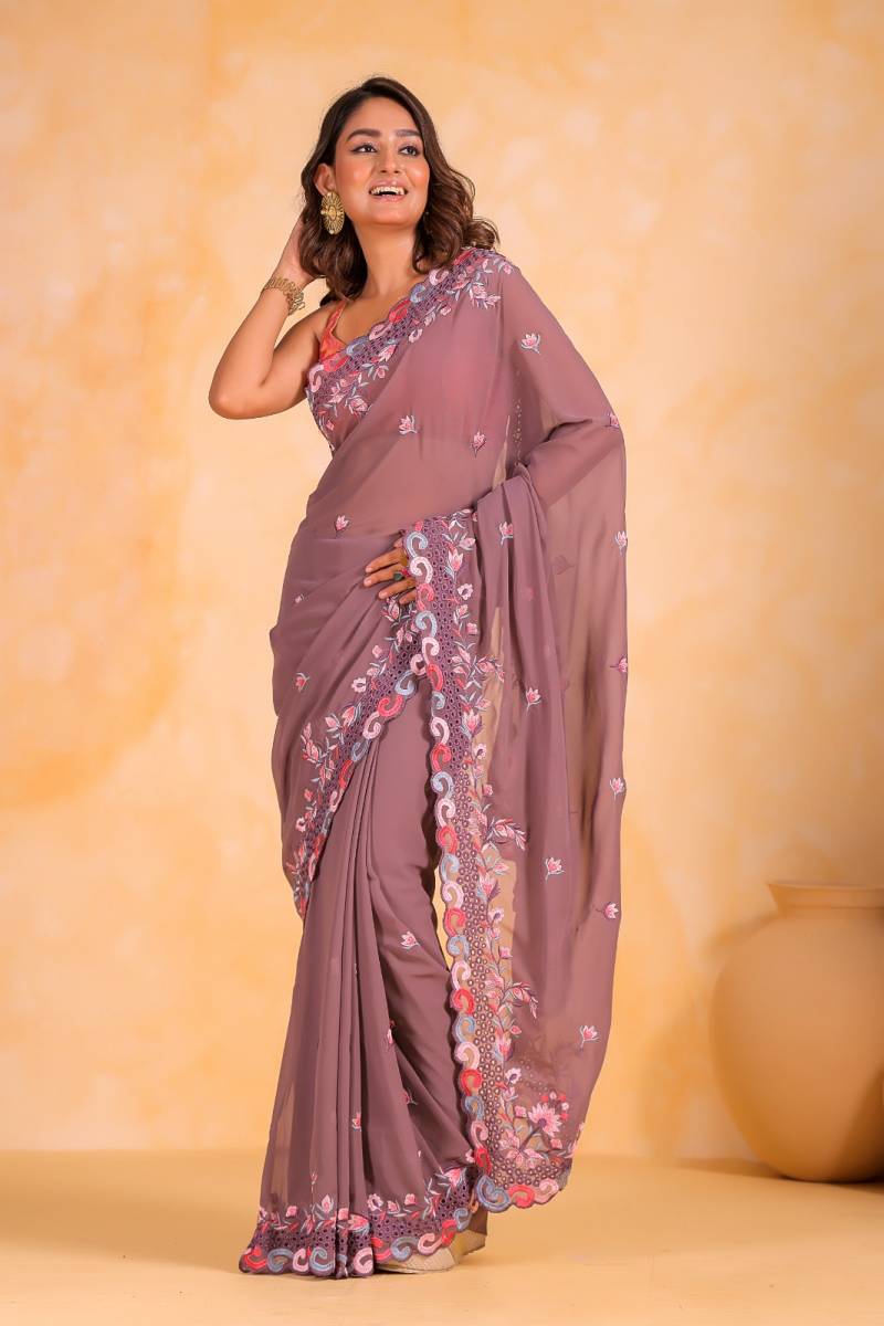 Georgette Designer Embroidery Saree
