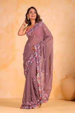 Georgette Designer Embroidery Saree