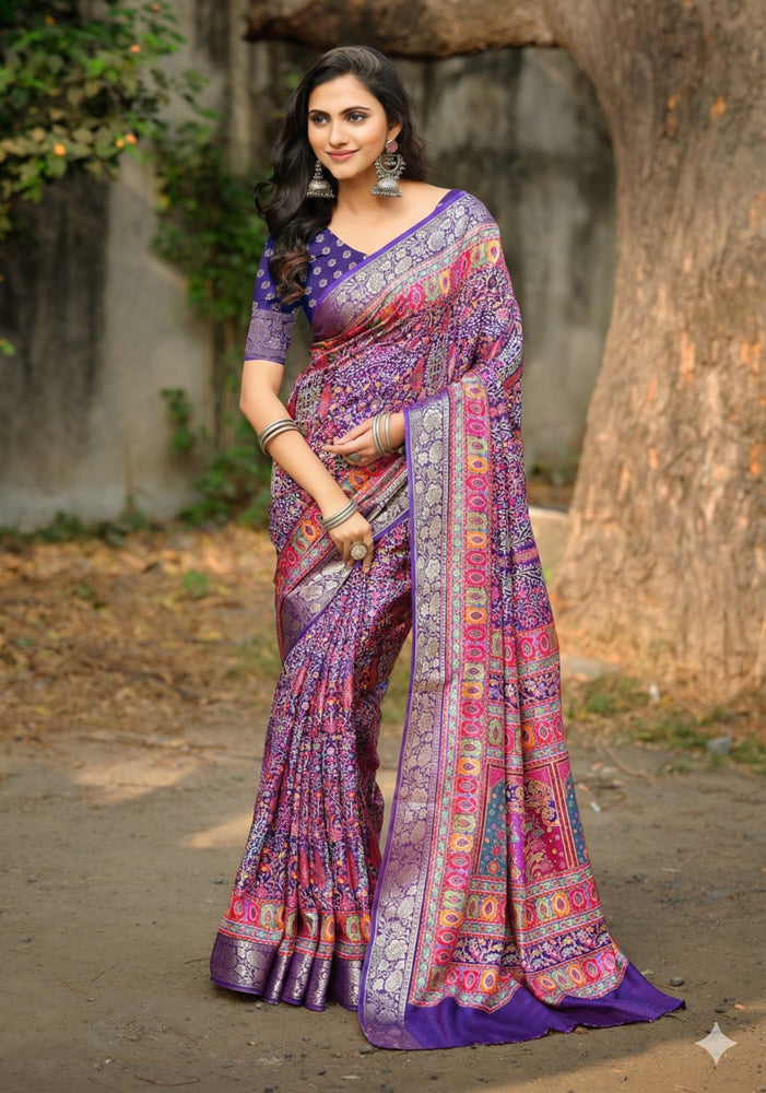 Viscose Bright Moss Foil Saree