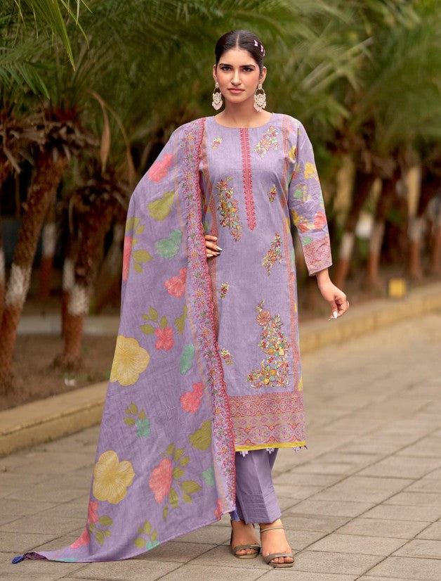 Lawn Cotton Print With Embroidery Dress Material