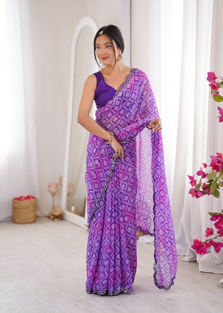 Georgette Bandhani Printed Saree