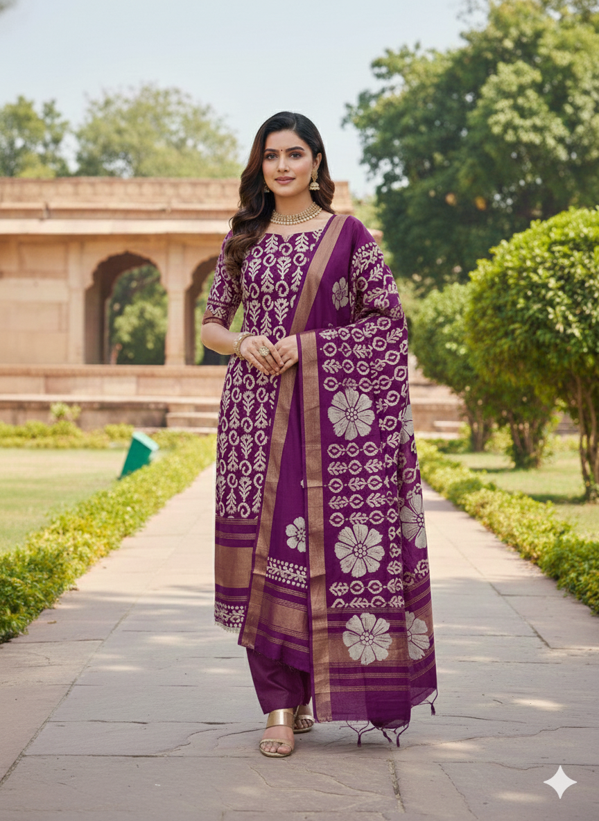 Gaji Silk Batik Printed Dress Material