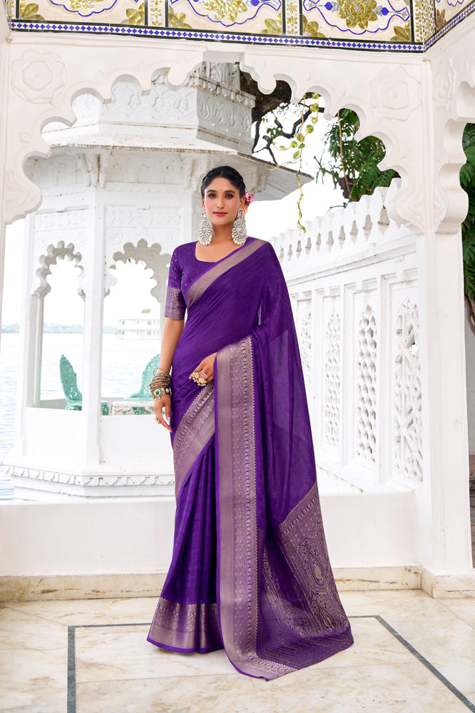 Chinon Zari Weaving Saree