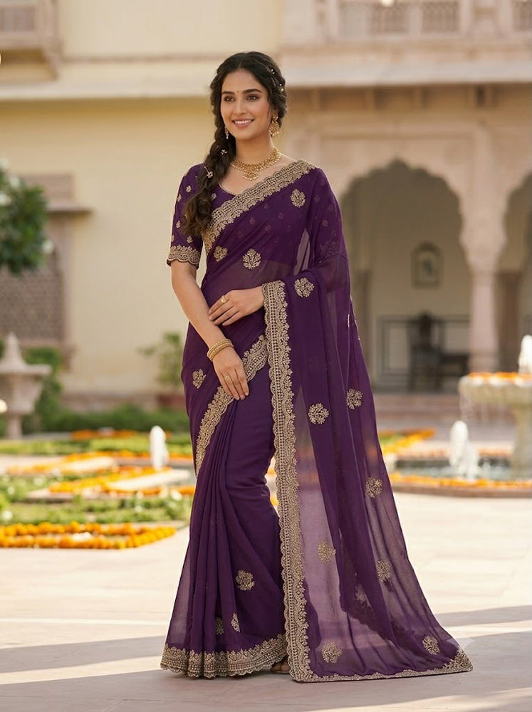 Georgette Embroidery Designer Saree