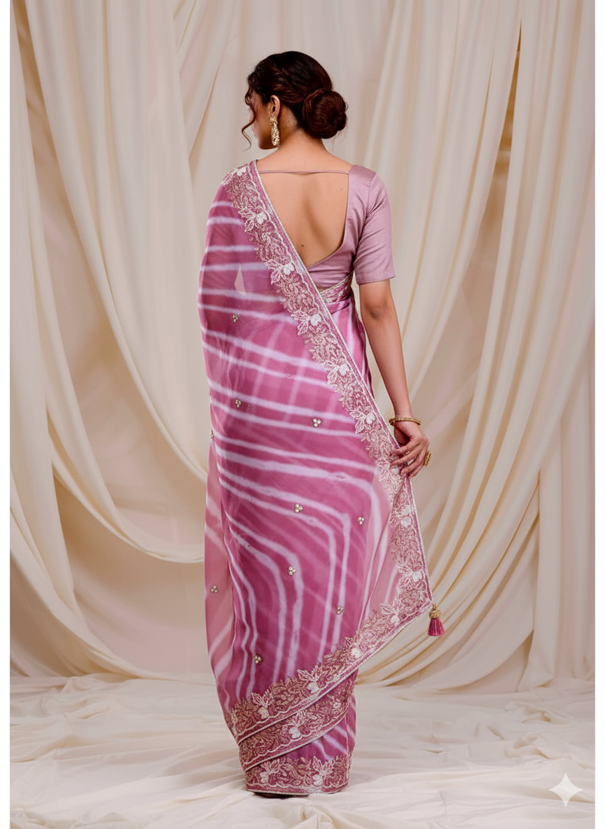 Georgette Saree with Embroidery Work