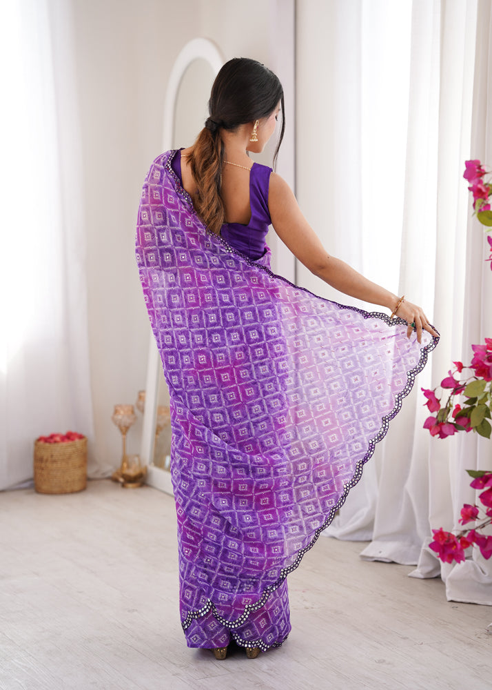 Georgette Bandhani Printed Saree
