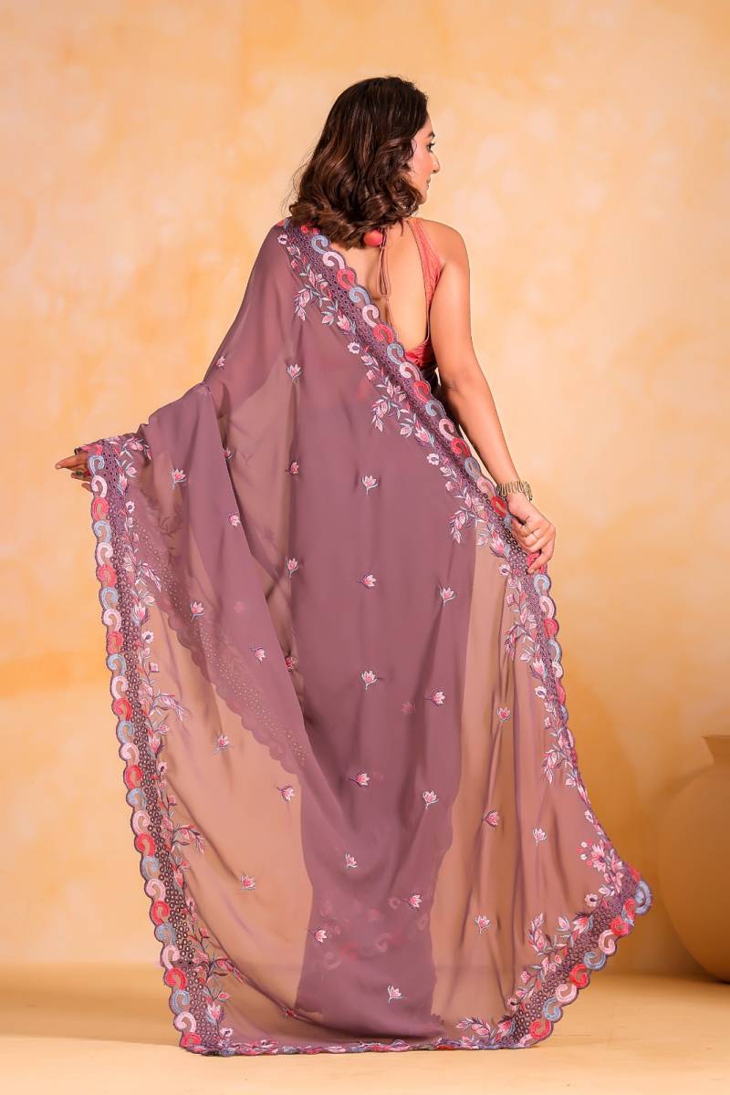 Georgette Designer Embroidery Saree