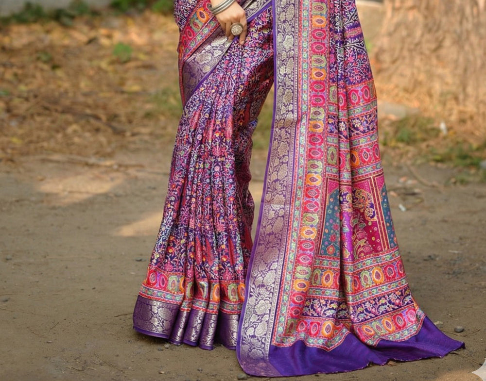 Viscose Bright Moss Foil Saree