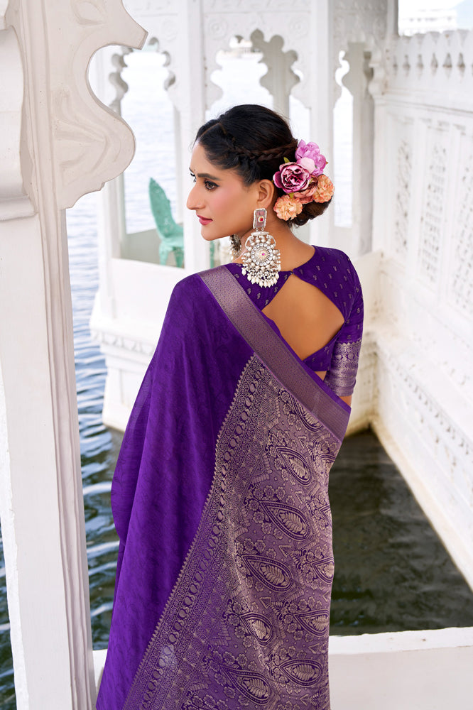 Chinon Zari Weaving Saree