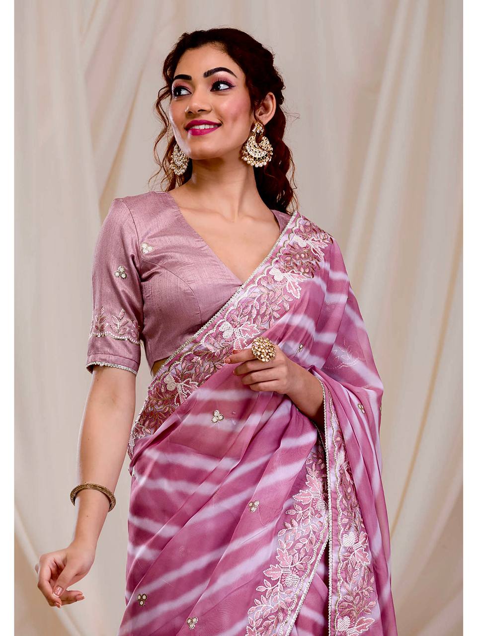 Georgette Saree with Embroidery Work