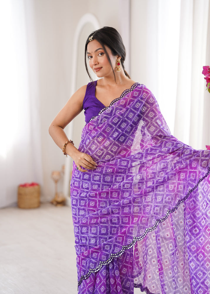 Georgette Bandhani Printed Saree