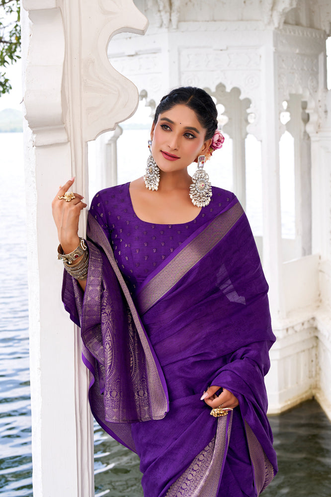 Chinon Zari Weaving Saree