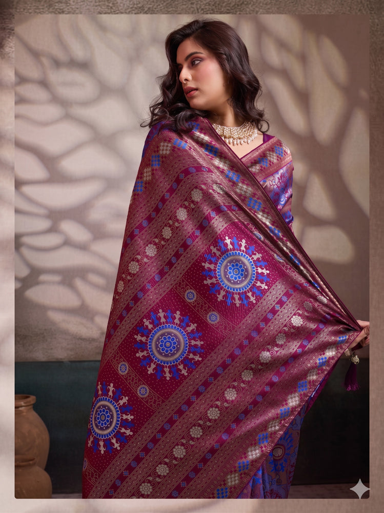 Soft Silk Meenakari Work Saree