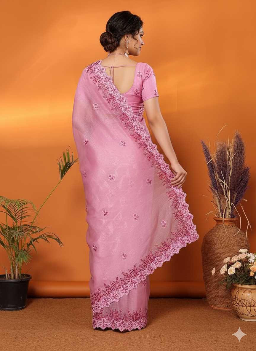 Embroidered Jimmy Choo Fancy Saree