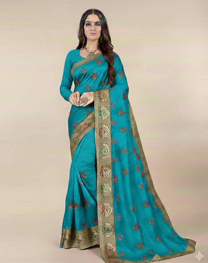 Fancy Silk Embroidery Work Saree