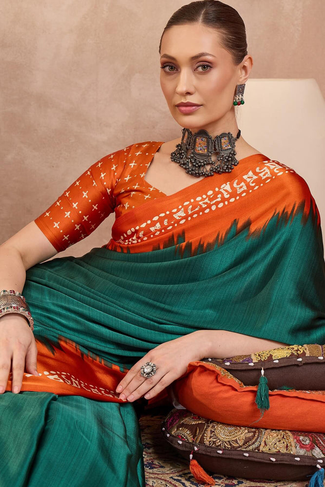 Printed Semi Modal Silk Saree