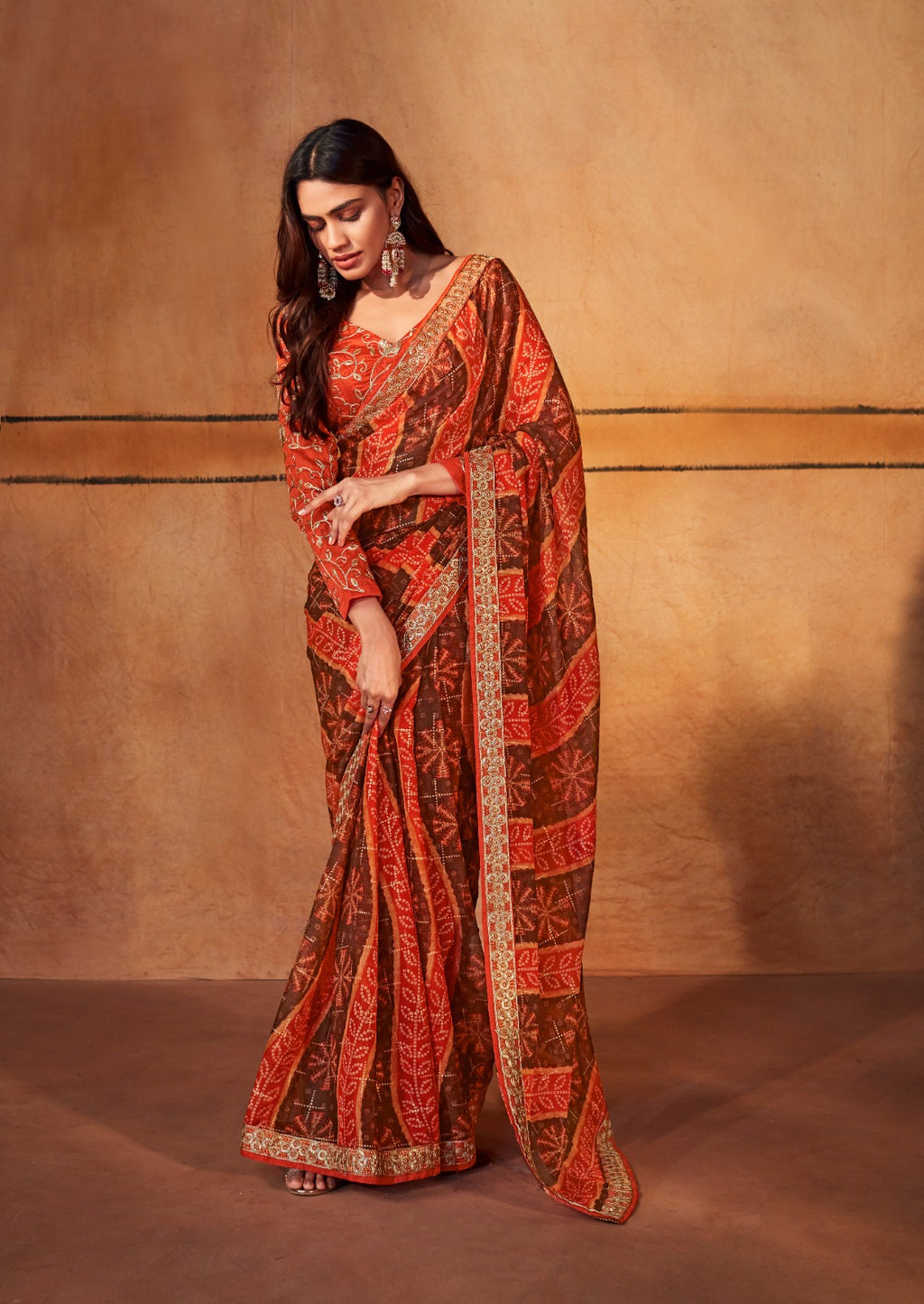 Chiffon Saree With Embroidery Border Work