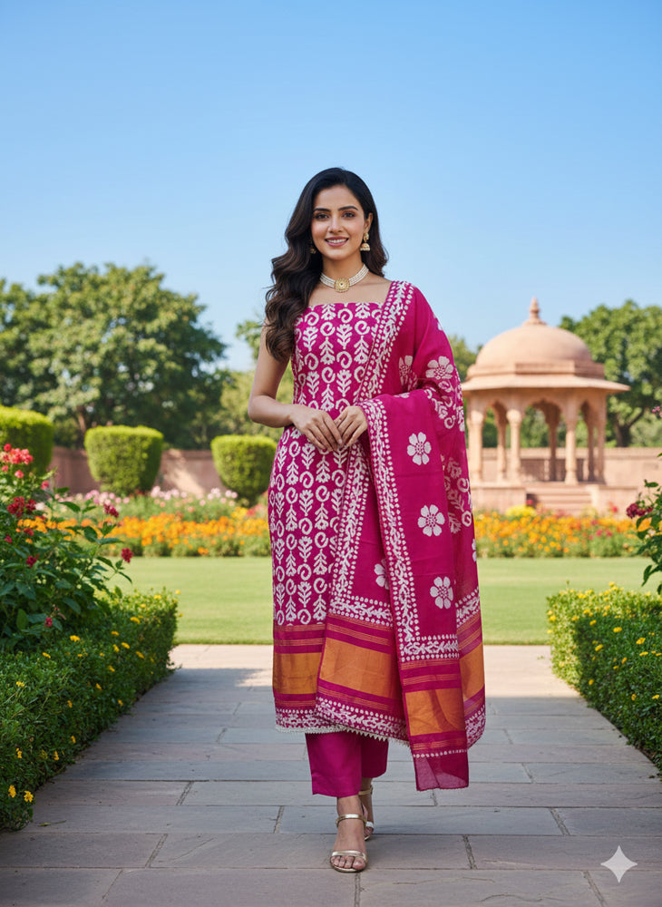 Gaji Silk Batik Printed Dress Material