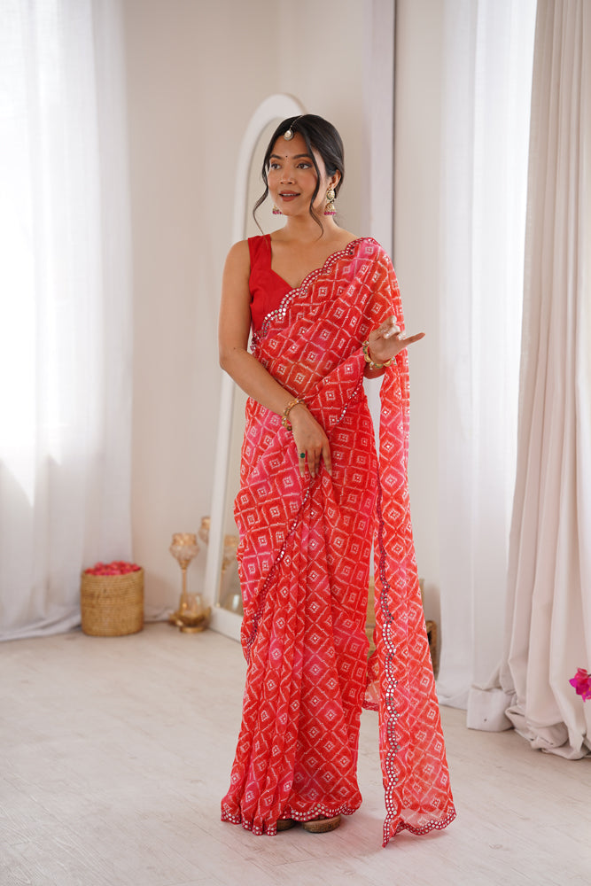 Georgette Bandhani Printed Saree