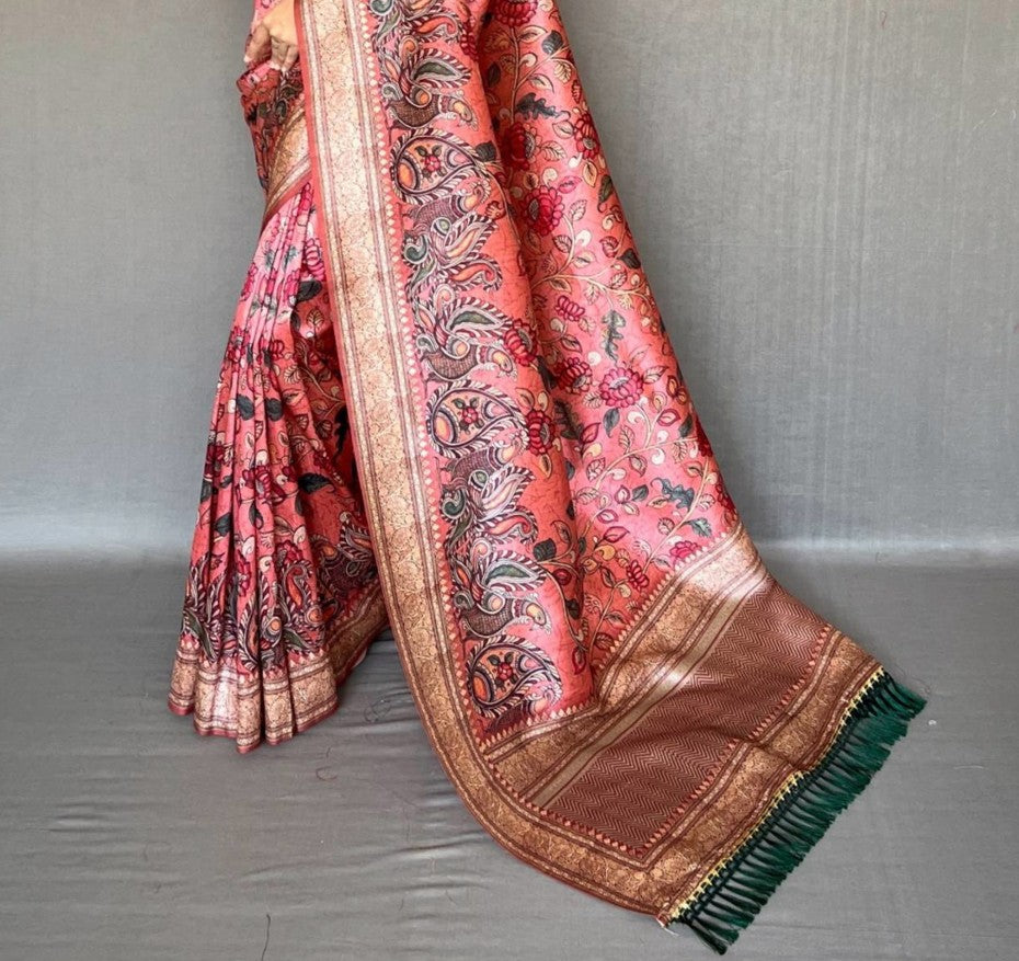 Soft Silk Kalamkari Printed Saree